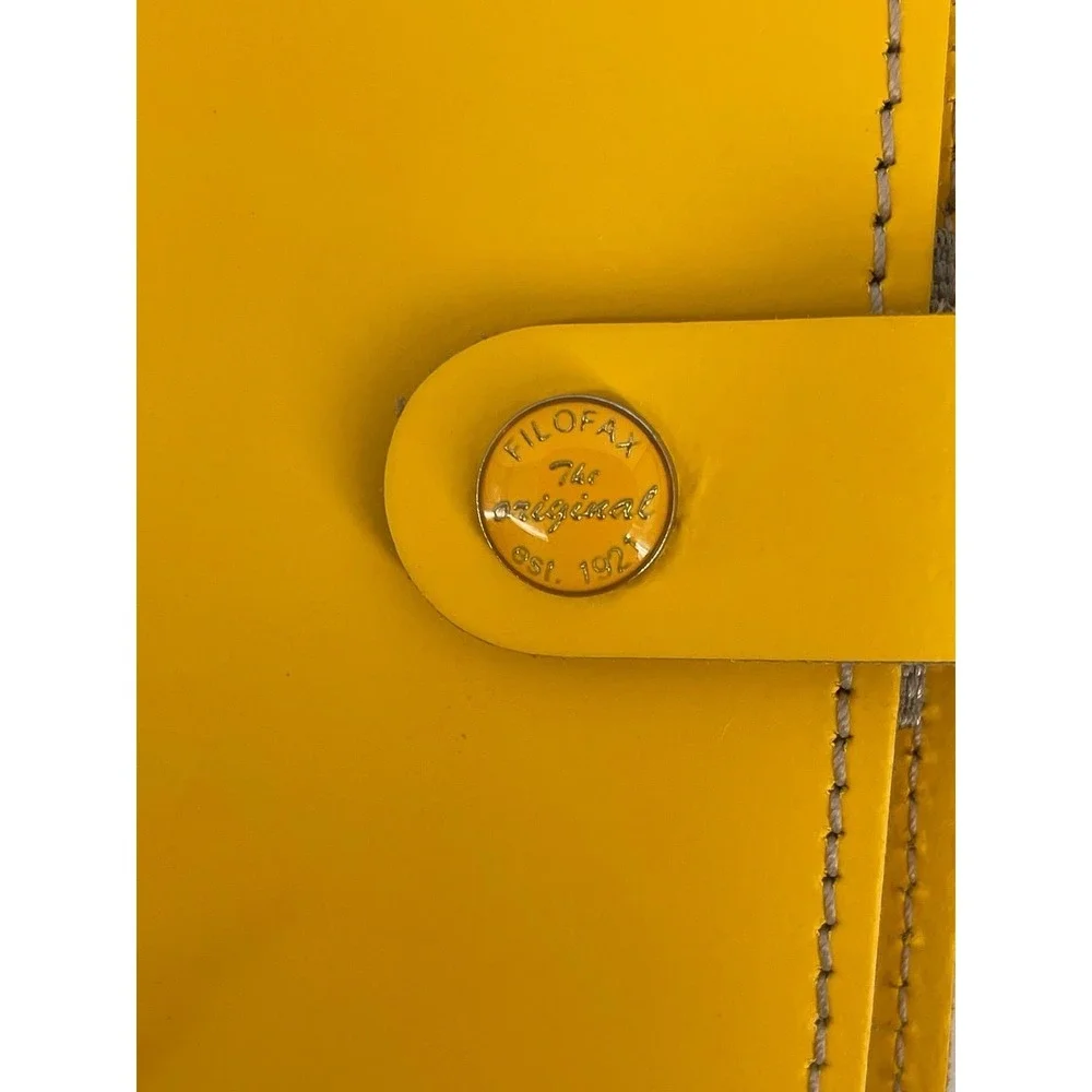 Filofax Original Leather Organizer Yellow Personal Size Made in UK Rare Color